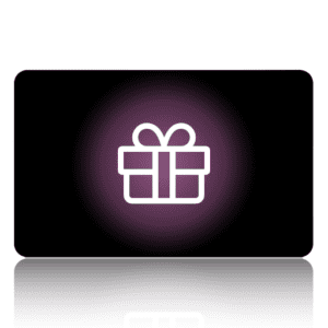 A gift icon in white with black background