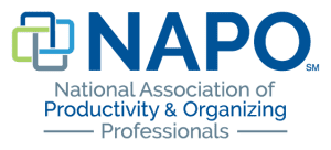 A blue and black logo for the national association of productivity & organization professionals.